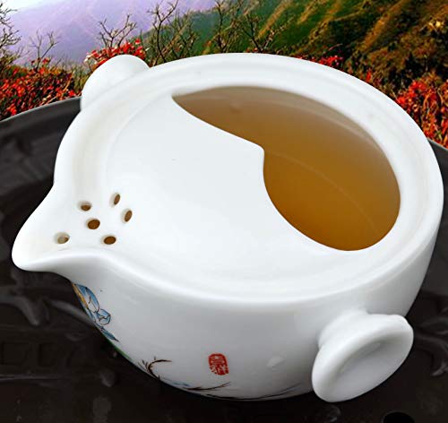 Image of Liang baobao Convenient Teapot Cup Porcelain Teacup White Glazed Travel tea set (Lotus)