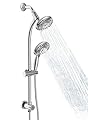 Egretshower Handheld Showerhead & Rain Shower Combo for Easy Reach, 27.5" Drill-free Stainless Steel Slide Bar, 5”of 5-setting Handheld Shower and Showerhead, with 5ft Hose - Polished Chrome