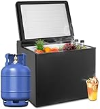 Techomey Glacière Gaz, Frigo Trimixte pour Camping Car, Réfrigérateur 12V 220V Gaz, 40L, Glacière 12V à Absorption, pour Caravane, Gîte, Mobile-home