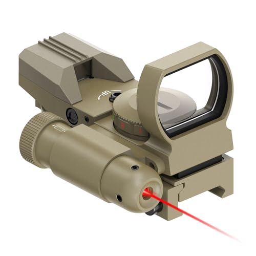 Feyachi Reflex Sight - 4 Reticle Red Dot Sight Optics with Integrated Green Laser Sight Less Than 5mW Output Sand
