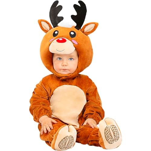 Funidelia | Disfraz de Reno para bebé Navidad, Reno - Disfraces para niños, accesorios para Fiestas, Carnaval y Halloween - Talla 12-24 meses - Marrón