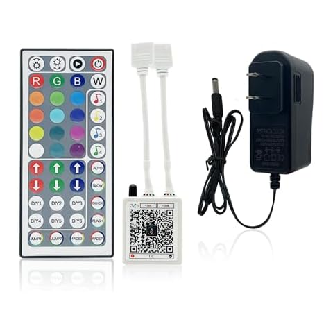 KEXU 44 Key RGB LED Strip Lights IR Remote Control,Remote Receiver for RGB LED Light Strip, 24V Power Adapter for LED Lights for Bedroom Cover
