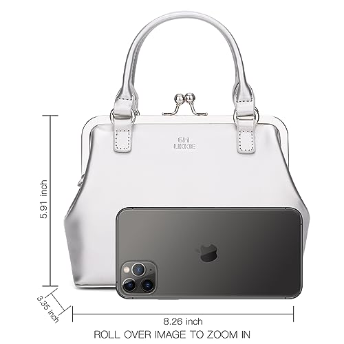Image of GM LIKKIE Kiss Lock Purses and Handbags, Vintage PU Leather Clutch Purses for Women, Top Handle Evening Handbag