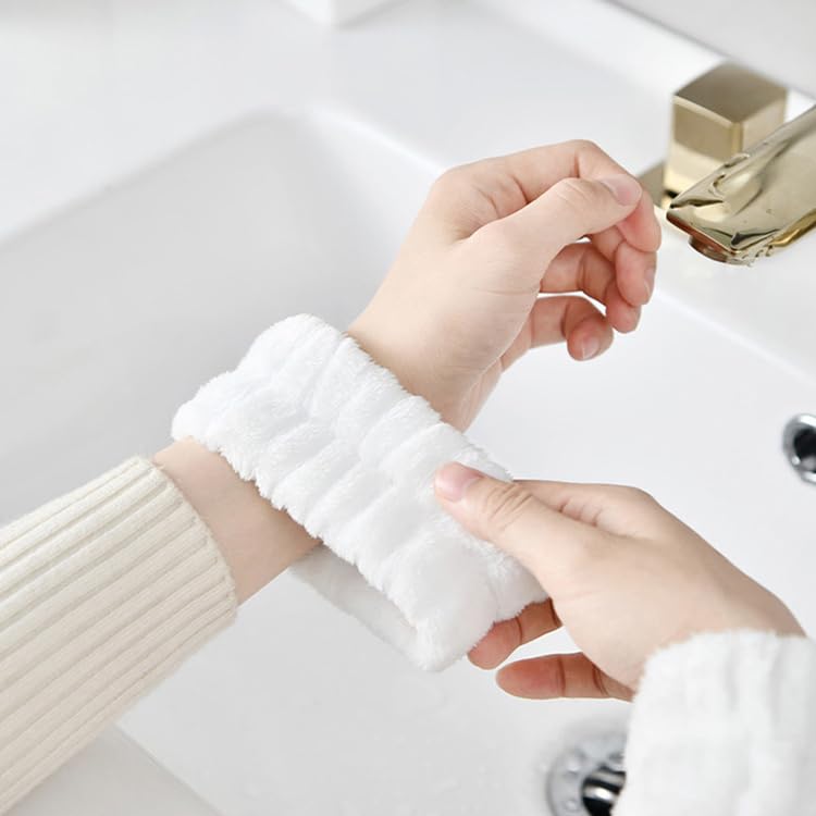 2 Paires De Protège-poignets En Microfibre – Absorbants, Pour Visage, Yoga, Douche