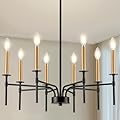 ONESMING Modern Black and Gold Chandelier for Dining Room