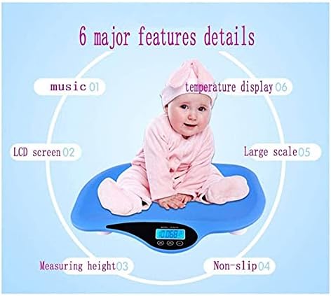 Samnuerly Portable Bathroom Scales Digital Electronic 20Kg Baby Pet Midwife's Weighing with 150Cm Tape Measure 927 (Color : White, Size : 650X410X90Mm)