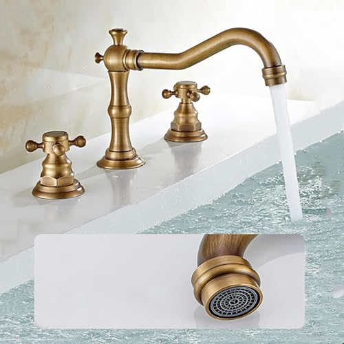 Robinet de lavabo noir à 3 trous style vintage pour vasque - 2