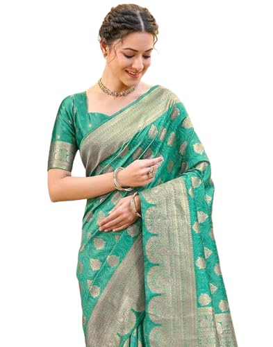 Image of SIRIL Women's Silk Jacquard Banarasi Saree With Unstitched Blouse Piece