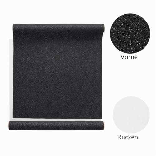 Wooqu Buchtuch, Stoffoberfläche und Papierrückseite, einfach zu bedienen, stark, 43,2 x 73,7 cm, zum Buchbindung, Glitzer schwarz