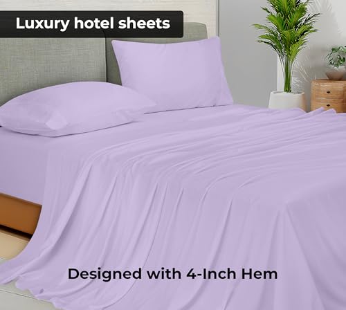 Image of Royale Linens 2 Pack Bulk Flat Sheet Set - Top Sheets - Soft 1800 Microfiber - Wrinkle & Stain Resistant - for Hotel, Massage Table, Hospital, Dorm - Twin Flat Sheet Sold Separately (Twin, Lavender)