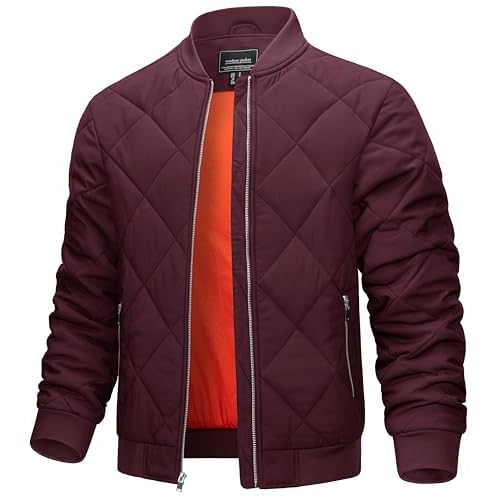 TACVASEN Men's Padded Jackets Winter Full Zipper Fleece Outwear Casual Windproof Bomber Varsity Coat