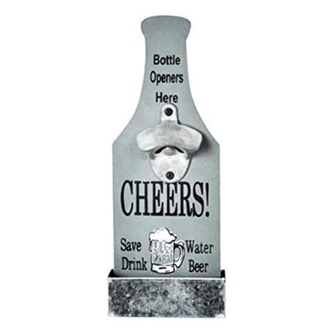 Macabolo Wall Mounted Bottle Opener, Vintage Style Beer Shaped Bottle Opener with Cap Catcher for Wedding KTV Birthday Party Drinking Cover