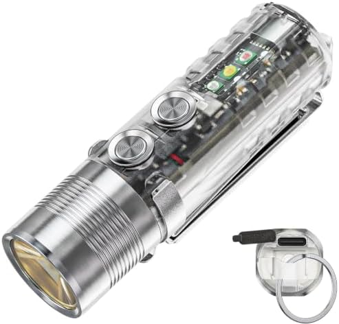 RovyVon Aurora A28 2nd USB-C EDC Flashlight, 6500K Cool White Max 1000 Lumen, 850mAh Rechargeable, with Red/White/365nm Sidelights, Momentary On, Ideal for Camping