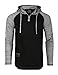 ZIMEGO Men’s Contrast Long Sleeve Round Bottom Raglan Hoodie Henley T-Shirts