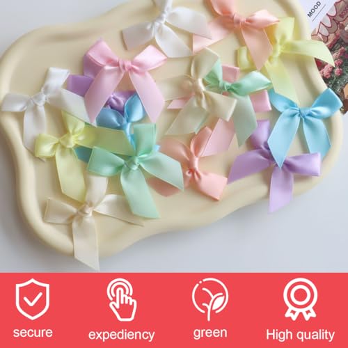 RT 100 Stück Mini Satinband Schleifen, Kleine Schleifen Für Nähen, Ribbon, Mini Schleifen, Kleine Schleifen Zum Basteln, Hochzeit Deko, Karten, DIY Basteln, Geschenk (1 cm) (Mehrfarbig)