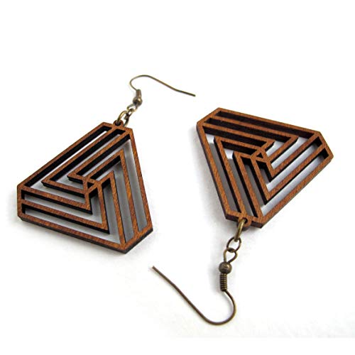 Triangle Universe Infinity Earrings, Sacred Geometry Eco-friendly Wooden Jewelry