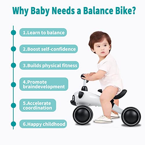 Wdmiya Baby Balance Bikes For 18-36 Months Children,1.2 In Adjustable Seat Toddler Bicycle With No Pedal Infant & Silence Wheels, First Birthday Gift For 2 Year Old Boys Girls(White Pug) #TOP3