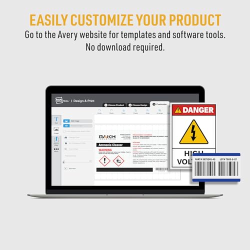 Avery UltraDuty GHS Chemical Labels for Laser Printers, Waterproof, UV Resistant, 8.5 x 11, 50 Pack (60501) - Thumbnail 3