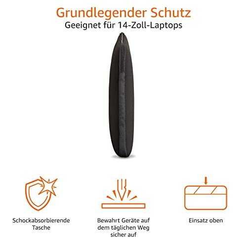 Amazon Basics – Laptophülle für Laptops bis zu 35,6 cm (14-Zoll), Schwarz