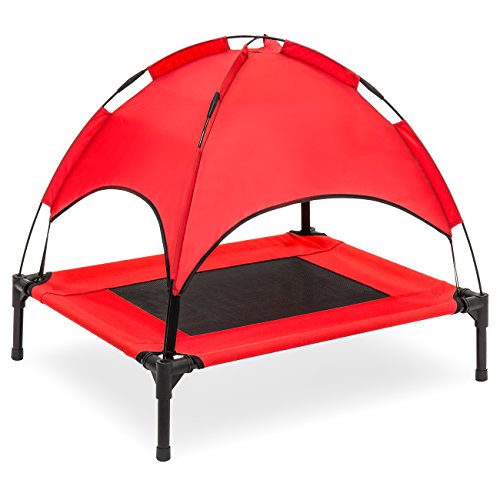 Best Choice Products 30in Raised Mesh Cot Cooling Dog Bed w/Removable Canopy Tent
