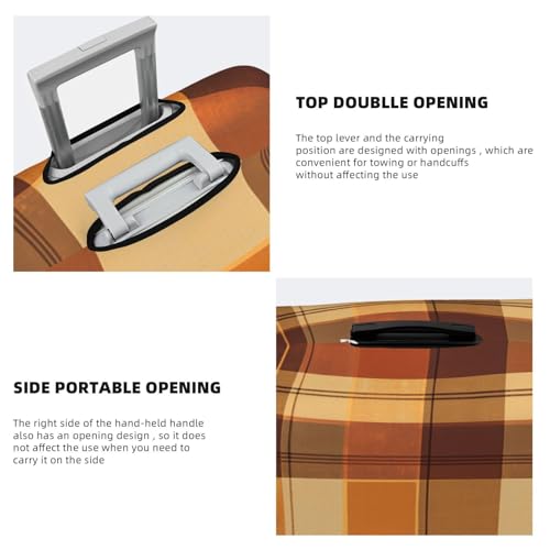 Elastic Luggage Cover Anti Scratch Dirt Covers, Brown Grid Travel Luggage Cover Suitcase Protector Fits 31-32 Inch Luggage 5
