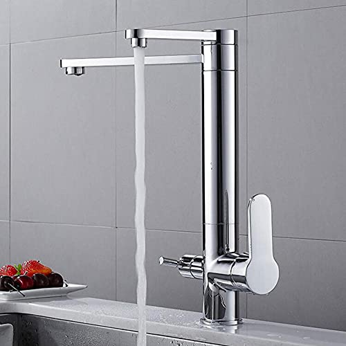 Grifo de cocina de latón de 3 vías para agua potable y fregaderos modernos con rotación completa 3