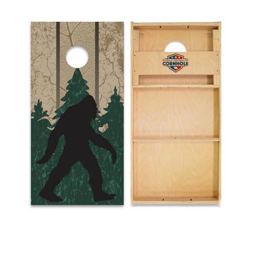 Skip's Garage Wilderness Sasquatch Cornhole Boards - WSOC Runway Series - Includes (2) Boards (NO Bags) + (1) Case & (2) Edge Lights