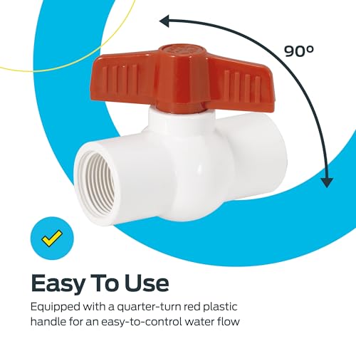 Image of Eastman 3 /4 Inch IPS Schedule 40 PVC Ball Valve, Quarter Turn Ball Valve, White, 20079