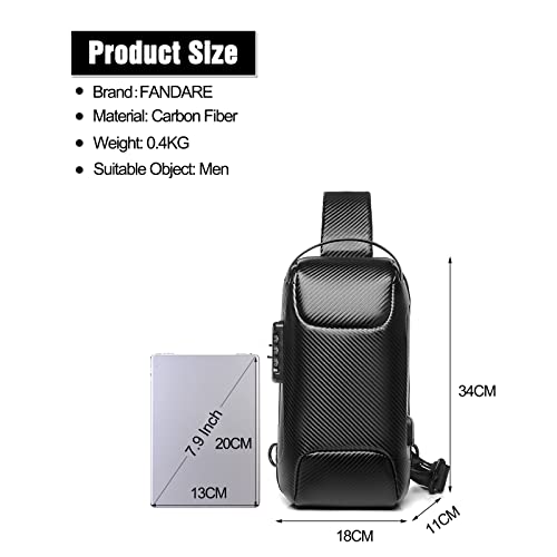 Bolso cruzado de pecho antirrobo FANDARE con puerto USB miniatura 5