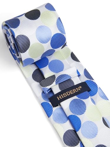 Image of HISDERN Polka Dot Ties for Men Classic Silk Ties and Pocket Square Formal Business Necktie Handkerchief Wedding Party