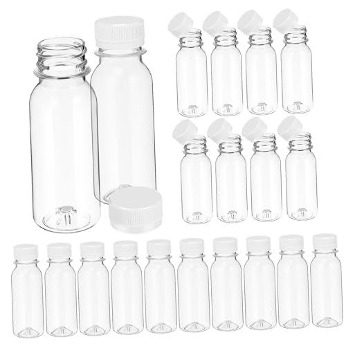 WEKADRIN 20個 透明牛乳瓶 携帯用密封キャップ付き再利用可能ジュース保存容器 家用飲料ボトル こぼれ防止密閉設計で屋内外対応
