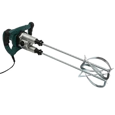 Surneis Cement Mixer, 2800W Portable Electric Handheld Concrete Mixer Aluminum Alloy Double-Paddle Electric Cement Mixer with 6 Speed Adjustment and Thicker Mixing Rods for Mixing Work in Chemical
