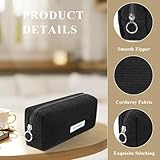 OFFCUP Pencil Case, Corduroy Pencil Pouch, Cute Stylish Simple Pen Bag with Practical Zip, Portable Makeup Bag Stationery Pouch for Teenage Boys Girls School College (Black) - Image 3