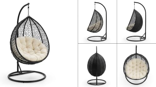 Image of Universal Furniture Single Seater Swing Chair with Stand, Cushion and Hook (Rattan)