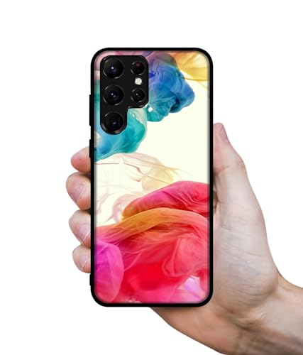 Image of Colored Smoke Design Premium 2D Printed Metal Back Case Cover for Samsung Galaxy S22 Ultra 5G