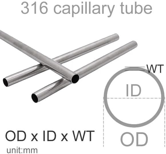 1pc 316L Stainless Steel Capillary Tubing 50cm Long Thin Wall Hollow Pipe Corrosion Resistant Instrument Tube OD 1 2 3 4 5 6 7 8 9 10(1.8x1.4x0.2mm)