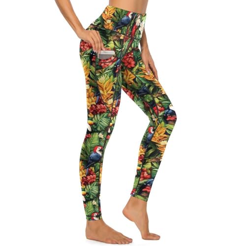 Pantalon de yoga à poches style tropical pour sport et fitness