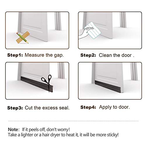 Door Draft Stopper Under Door Draft Blocker For Exterior/Interior Doors, Under Door Seal Soundproof Door Sweep Weather Stripping, Interior Door Threshold Soundproof (1 Pack, Black) #TOP5