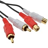RCA Cinch Double Fiches Vers Femelles d'extension Rallonge câble l'audio Cordon Plaqués Or 0,5 m [0.5 mètre/0,5m]