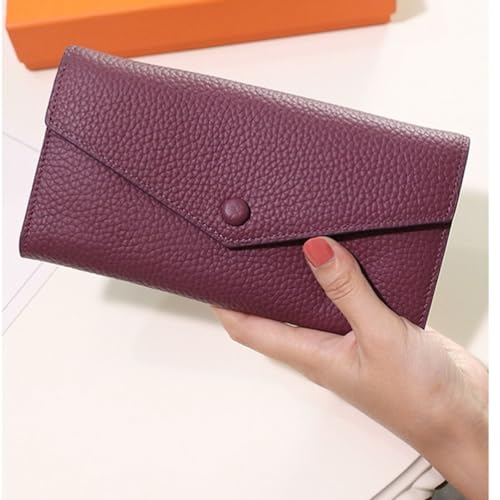 Business Wallets Women's Genuine Leather Wallets Blocking Wallet Money Clips Purse Card Cases Money Organisers (Purple)2