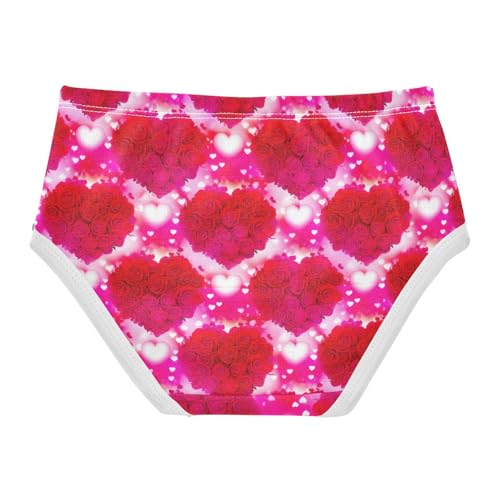 Joisal Heart Shaped Red Roses Valentine Little Girl Panties Toddler Girls Underwear Cotton Pattern Undies Kids Briefs 2t2