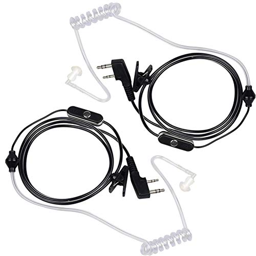 Two-Way Radios Earpiece, SANZUCO 3.5mm 2 Pin Covert Air Acoustic Tube Radio Headset with PTT & Mic for Walkie-Talkies, Compatible with Baofeng, WOUXUN, Kenwood, Retevis, Radios Earphone (2 Black)