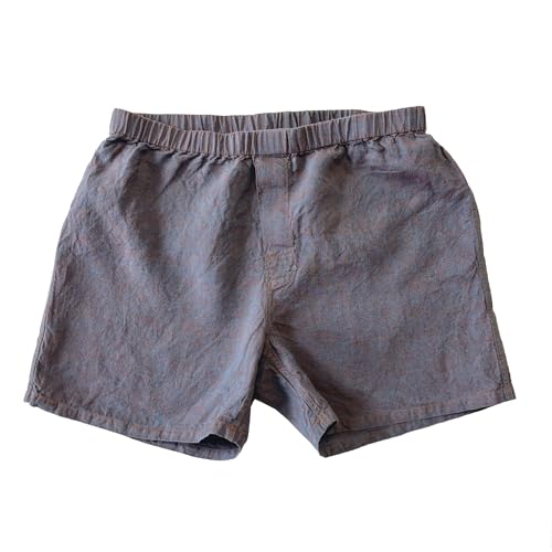 Linoto Linen Boxer Shorts, Copper Plum, Small, Elastic Waistband