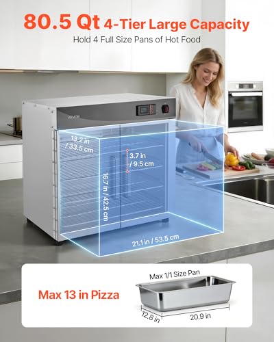 Image of VEVOR Electric Hot Box Food Warmer, 4-Tier Commercial Warming Cabinet with Water Tray, Double-Door and Adjustable Shelves, Stainless Steel Food Warmer Cabinet, for Restaurant, Kitchen, Pizza, Chicken
