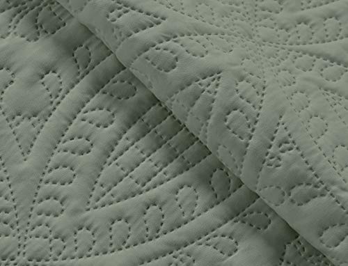 Chezmoi Collection Austin 3-Piece Oversized Bedspread Coverlet Set (King, Sage) #TOP3