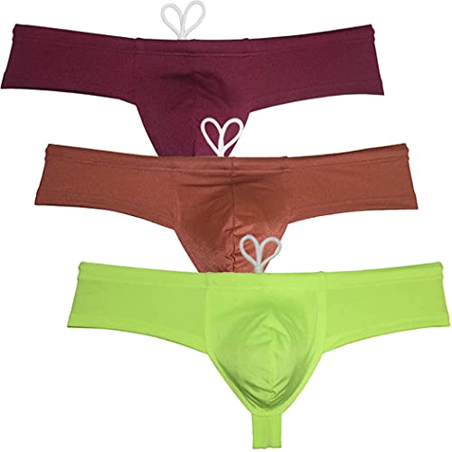 Men's Brazilian Bikini Swimsuit Thong Drawstring Swimwear Solid Shiny Ultra Cheeky Swim Boxer Briefs