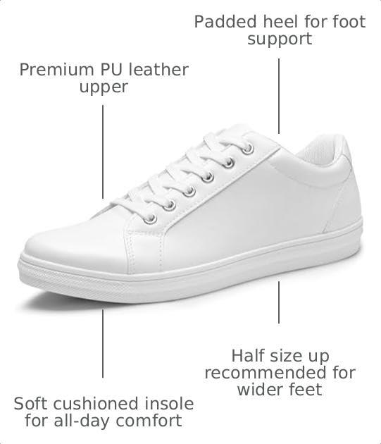 Image of Jousen Mens White Tennis Shoes Breathable Casual White Sneakers Lightweight