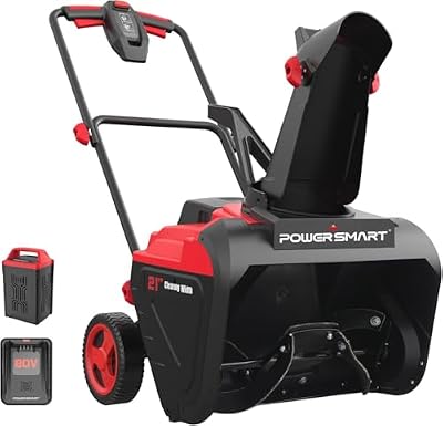 PowerSmart 80V 21-Inch Brushless Cordless Snow Blower, Electric Snow Blower 6.0Ah Battery and Charger Included