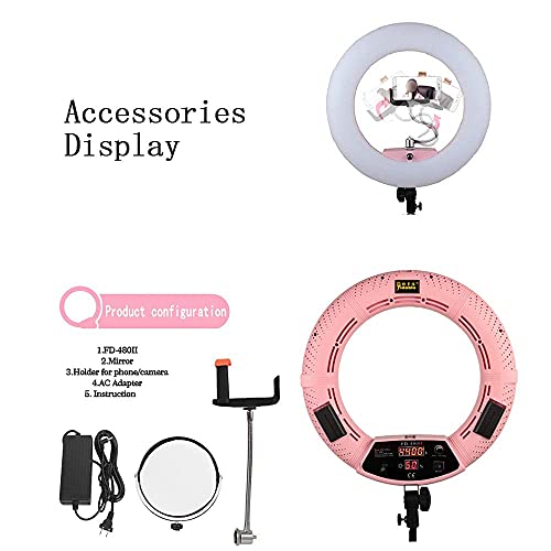 FACAZ Kamera-Foto-Video-Beleuchtungs-Kit: 48 Zentimeter Äußeres 96 W 5500 K Dimmbares LED-Ringlicht, Lichtstativ, Vine… – Bild 4