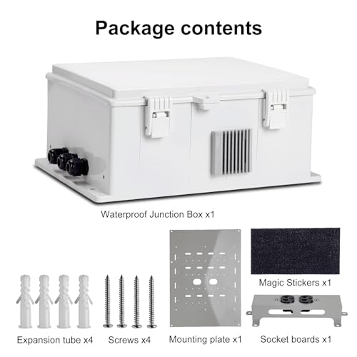 Image of Namunanee Outdoor Electrical Junction Box, ABS Water Resistant Enclosure with Internal Mounting Panel & Hinged Cover (13 inch H* 9.2 inch L* 4.6 inch W & Outlet)